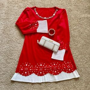 Red and white double layer Tops